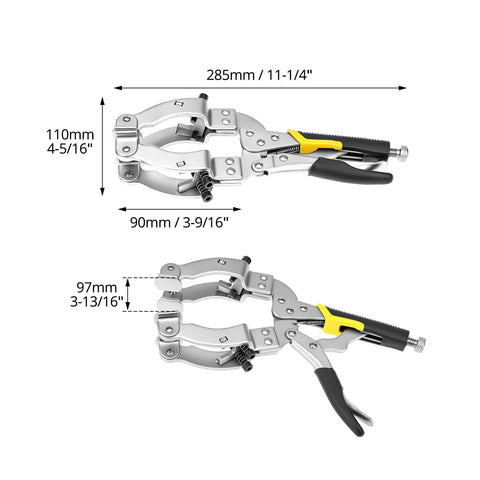 Heavy Duty Locking C Clamp For Welding And Woodworking QWORK 11 Inch Length With 2 To 3.5 Inch Jaw Opening displayed in top view