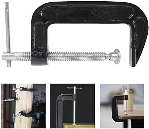 4 Inch C Clamp Set Heavy Duty Steel C Clamps Industrial Strength For Woodworking Welding And Building 2 Piece Set displayed
