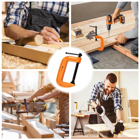 Forward C Clamp Set 3 Piece Heavy Duty Ductile Iron Clamps 3 Inch 4 Inch 6 Inch Kit in woodworking and construction use