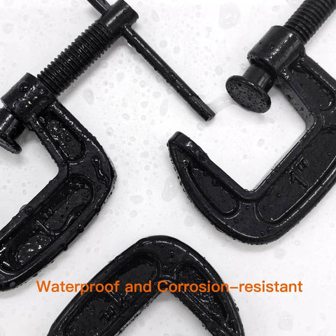 Heavy Duty Cast Iron C Clamps Set One Inch Jaw Opening 0.8 Inch Throat Four Pack For Woodworking Welding And Building waterproof.