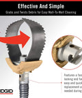 Heavy Duty 3 Inch C Cutter Cable Cleaning Tool for Drain Lines, showing close-up of blade design for debris and blockage removal.