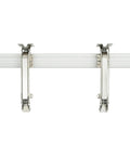 Heavy duty lateral opening door hinge set enables 180 degree parallel opening for cabinets and wardrobes, top view
