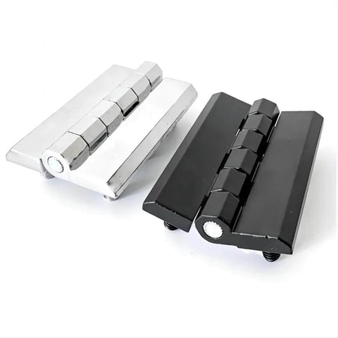 Heavy Duty Cabinet Hinge Zinc Alloy 90x60 Thickened Hexagonal Stud 2 Pack Black Zinc, showing hinges in black and silver