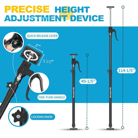 Third Hand Support Pole Heavy Duty, Cabinet Jacks for Installing Cabinets with quick-release lever and adjustable height.