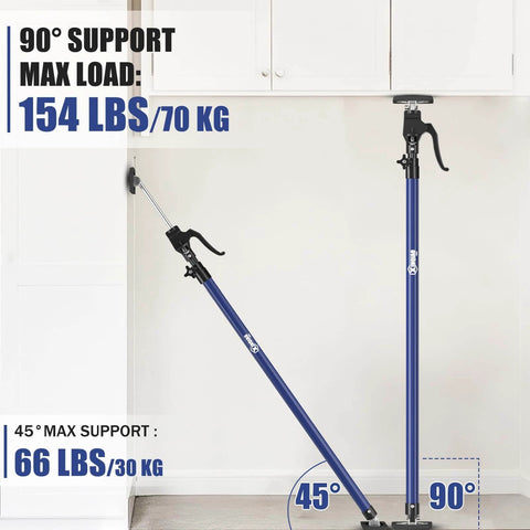 Cabinet Jacks for Installing Cabinets, Heavy Duty Third Hand Tools Adjustable Support Pole from 49.2 in to 114.2 in, 90° and 45° positions shown