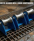 Industrial Cable Pulley For Large Scale Laying And Wire Pulling Tools, Heavy Duty Steel Sheave on metal grate, three components