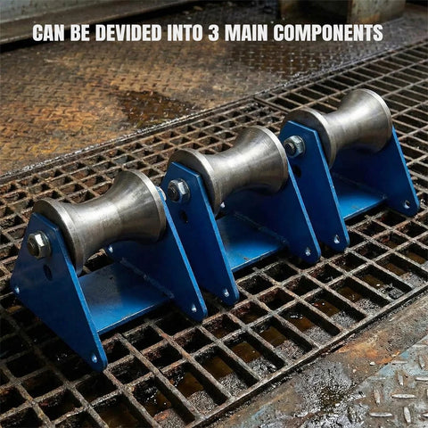 Industrial Cable Pulley For Large Scale Laying And Wire Pulling Tools, Heavy Duty Steel Sheave on metal grate, three components