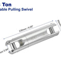 Heavy Duty 8 Ton Cable Pulling Swivel With Alloy Ball Bearing, 17636 Lbs Rated Wire Puller Grip, 9.05 Inches Long, Nickel Plated