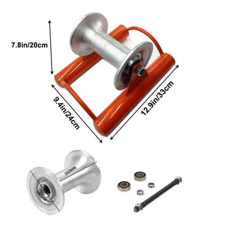 Heavy duty cable pulling sheave for power installation and ground feeding tasks, built with a 5.5 inch aluminum alloy wheel and carbon steel frame.