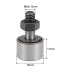 Heavy Duty Cam Follower With Needle Rollers KR16 16mm Dia 11mm Width M6 Stud 2 Pack Sealed, shown with measurements and steel finish