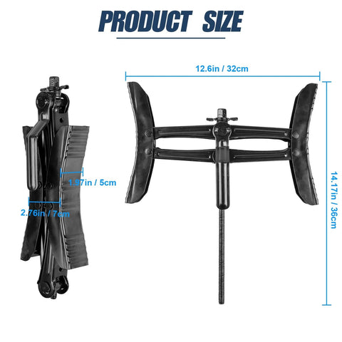 Beefy Heavy Duty Camper Wheel Chocks With Wrench For RV Travel Trailers, Premium X Shaped Tire Locking Chocks dimension diagram