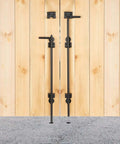 18 Inch Heavy Duty Cane Bolt Drop Rod For Gates And Fences Ground Latch For Wooden And Metal Gates And Doors Wrought Iron Gate Latches Black Finish 1 Pack Solid Steel Construction Weather Resistant And Durable installed on wooden gate