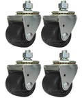 Car Dolly Replacement Casters Set of 4-1500 Lbs. Capacity with 2 inch wheels and metal brackets, shown uninstalled.