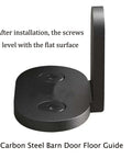 Close-up of Heavy Duty Carbon Steel Barn Door Floor Guide Set, Adjustable Floor Rails, Flush Bottom, Black Finish