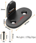 Heavy Duty Carbon Steel Barn Door Floor Guide Set, dimensions and mounting details shown, black finish, 4 pack