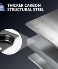 Thicker carbon structural steel panel for 2000 lb heavy duty furniture dolly with groove design and L shaped baffles.