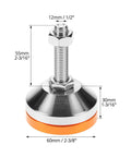 Heavy Duty Carbon Steel Leveling Feet With Anti Skid Pads 4 Pack For Furniture And Equipment M12 Thread 2.36 Inch Base QWORK