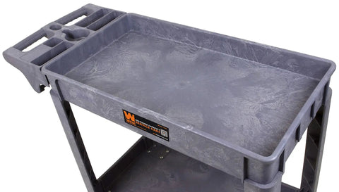 Heavy Duty Service Cart That Hauls Like A Workhorse, 500 Pound Capacity, Dual 30 By 16 Inch Shelves, Rust Resistant Easy Clean Surface