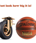 8 Inch Heavy Duty Casters Set Of 4 With 2 Locking Swivel And 2 Non Locking Swivel 3200 Lbs Capacity next to basketball for size comparison