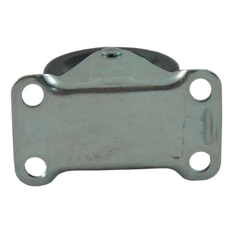 Front view of Heavy Duty Rubber Caster Wheel With Rigid Non Swivel Top Plate For Furniture And Carts 2 Inch Wheel Size 125 Lb Load Capacity