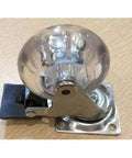 ✝️ 100-Pack 1.5" inch Heavy Duty Clear - Caster Wheel - Brakes shown on a wooden surface