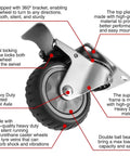 4 Pack Heavy Duty All Terrain Caster Wheels 360 Degree Swivel With Dual Locking Brake, 4 Inch Grey PU Tyre, Side View