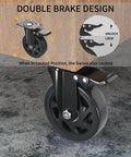 6 Inch Heavy Duty Caster Wheels Set of 4 with locking industrial swivel top plate design featuring dual safety brakes
