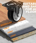 5 inch heavy duty caster wheels set of 4 rated 2600 lb total with 360 swivel & foot brakes on wood, cement, carpet, slate floors