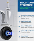 Detailed components of 3 Inch Caster Wheels For Outdoor Grill Stand XSKUNSTAND With Brakes And 360 Degree Swivel 4 Pack.
