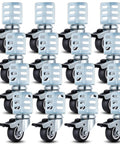 12 Pack 2 Inch Heavy Duty Storage Rack Caster Wheels With Top Brakes Swivel Corner Casters 720 Lb Total Capacity Fits Boltless Self Locking Shelving Racks Ideal For Garages Workshops And Warehouses