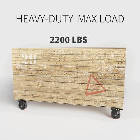 4 Inch Heavy Duty Caster Wheels Set of 4 with swivel top plate and locking brakes on a heavy-duty cart supporting 2200 lbs.