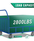 Heavy Duty Caster Wheels Set Of 4 6x2 Flat Tread Rubber Casters With Up To 2800 Lb Load Capacity on blue cart