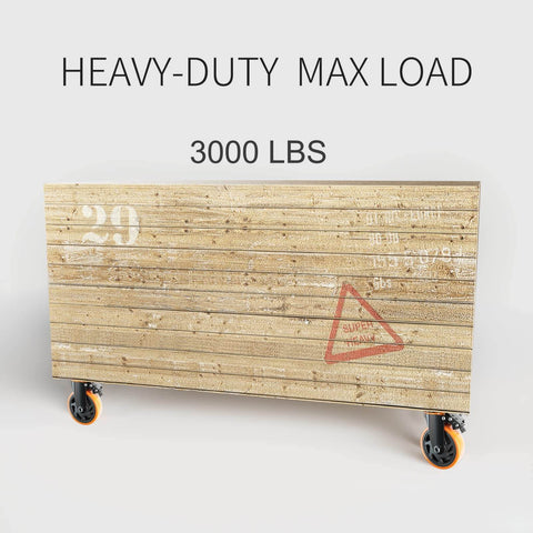 6 Inch Heavy Duty Caster Wheels Set of 4 with locking industrial swivel top plate design under a 3000 lbs load.