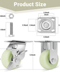 Dimensions of ✝️ Heavy Duty Caster Wheels 4 Inch - 2500 LBS, PP Plate Castor Set of 4 with Double Ball Bearings, shown with nuts and bolts