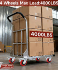 Heavy Duty 5 Inch Caster Wheels Set Of 4 With Polyurethane Surface TPE Casters And Swivel Brake Plate, loaded cart with boxes in warehouse