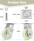 Product dimensions for 5 Inch Heavy Duty Caster Wheels, 3500 LBS, PP Plate Castor Set with Double Ball Bearings, Non-Marking