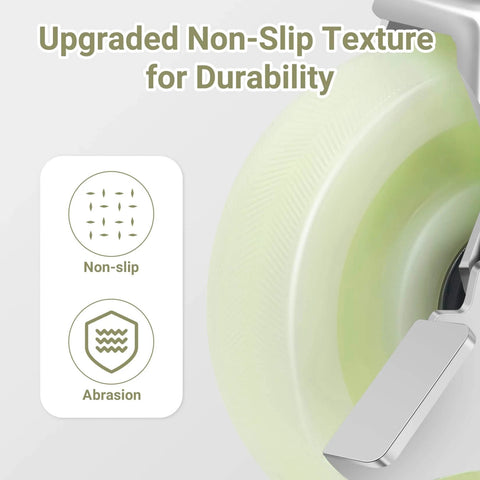 Close-up of the non-slip texture on a 5-inch caster wheel, highlighting upgraded durability features for heavy duty use in industry.