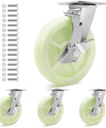 Heavy Duty Caster Wheels 8 Inch - 6000 LBS, PP Plate Castor Set of 4 with Double Ball Bearings, non-marking swivel casters with hardware