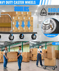 8 inch pneumatic caster wheels set of 4 with heavy duty rubber knobby tread, including 2 swivel casters and 2 rigid casters on a cart.