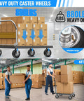 8 inch heavy duty caster wheels with brakes set of 4, locking swivel plate industrial casters rated up to 880 lbs on a cart.