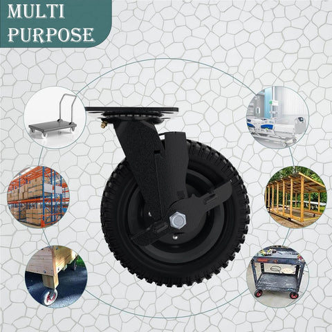 ✝️ 8 inch heavy duty caster wheels set of 4（2swivel brake & 2 fixed 2000lbs capacity, ideal for carts and workbenches