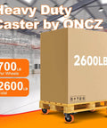 Large box on pallet with 5 Inch Heavy Duty Caster Wheels Set of 4, Silent Swivel Casters with Brakes, Industrial Load Rated 2600 lbs Total.