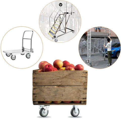 6 Inch Heavy Duty Swivel Caster Wheels Four Pack with fruits trolley and equipment platforms
