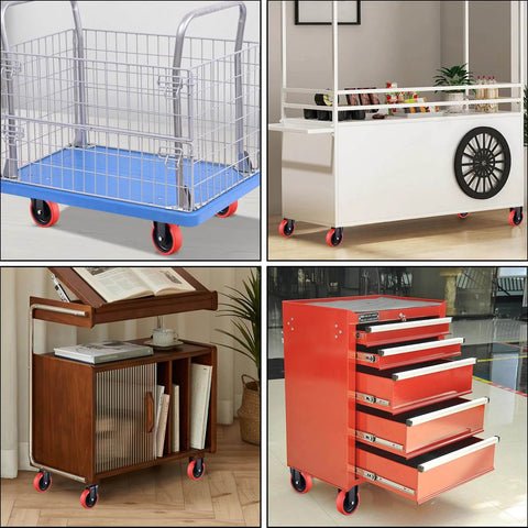 4 carts with 5 Inch Heavy Duty Caster Wheels Set of 4, 2 Swivel and 2 Fixed, Premium Rubber Casters with Steel Housing, 3000 LBS Capacity