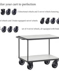 Rigid 8 inch caster wheels set of 4 heavy duty industrial swivel locking casters 3200 lbs load capacity displayed on cart