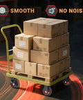 Trolley loaded with boxes on 5 Inch Heavy Duty Caster Wheels Set of 4, 1080 LBS Outdoor Industrial Wheels Swivel Large Rubber Casters with Brake