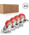 3 Inch Heavy Duty Industrial Swivel Caster Wheels with Brake, Set of 4, Premium Polyurethane, for Tables and Toolboxes