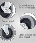 Close-up of 4 Inch Heavy Duty Swivel Casters With Threaded Stem M8 1.25 X 25mm Locking Castors Set Of 4 For Furniture Workbenches And Carts