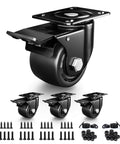 ✝️ 3 Inch Heavy Duty Casters Set of 4, Load 4400lbs, Locking Swivel Plate Industrial Casters with Double Ball Bearings, Low Gravity Center Castor Wheels