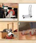 8 Pack 3 Inch Combo Caster Set With 4 Swivel Casters With Brakes And 4 Plate Heavy Duty Casters On Red PU Wheels installed on various furniture and equipment